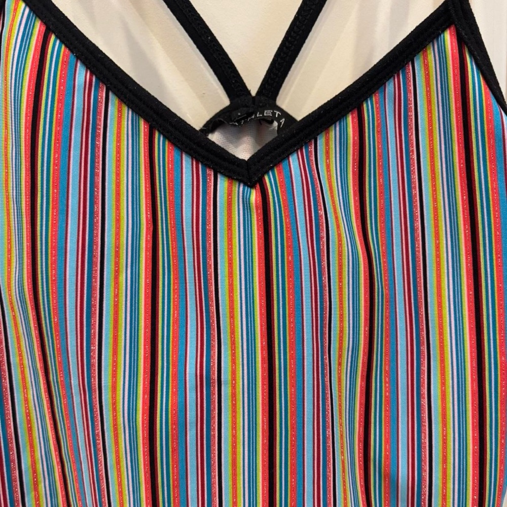 Athleta multicolored shimmer striped athletic  tank top - Picture 2 of 4